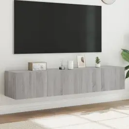 Tv Plaukti Ar Led Lampiņām, 2 Gab., 80X35X31 Cm, Pelēka Ozola Vidaxl