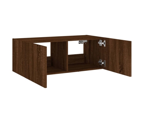 Sieninė Tv Spintelė Su Led Lemputėmis, Ruda Ąžuolo, 80X35X31Cm