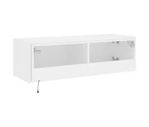 Sieninė Tv Spintelė Su Led Lemputėmis, Balta, 100X35X31Cm