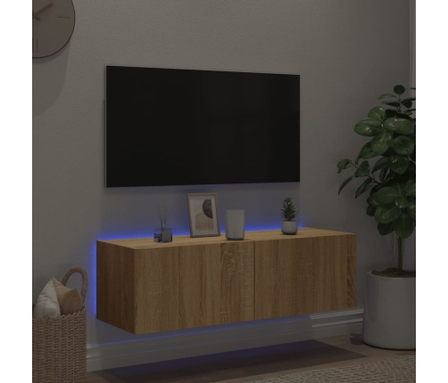Tv Plaukti Ar Led Lampiņām, 100X35X31 Cm, Koka Krāsā Vidaxl