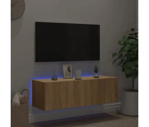 Tv Plaukti Ar Led Lampiņām, 100X35X31 Cm, Koka Krāsā Vidaxl