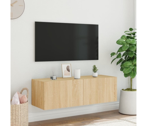 Tv Plaukti Ar Led Lampiņām, 100X35X31 Cm, Koka Krāsā Vidaxl