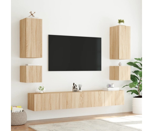 Tv Plaukti Ar Led Lampiņām, 100X35X31 Cm, Koka Krāsā Vidaxl