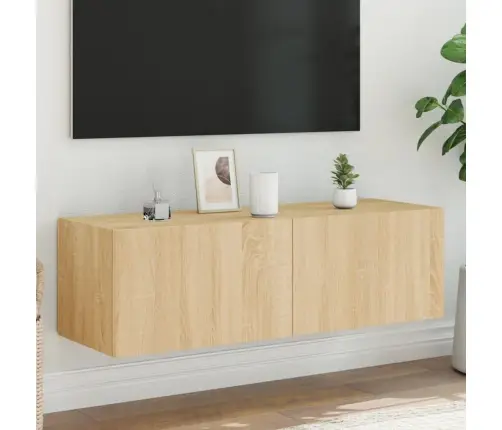 Tv Plaukti Ar Led Lampiņām, 100X35X31 Cm, Koka Krāsā Vidaxl
