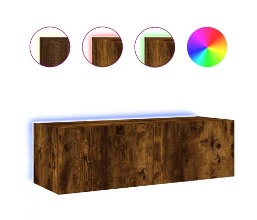 Sieninė Tv Spintelė Su Led Lemputėmis, Dūminė, 100X35X31Cm