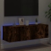 Sieninė Tv Spintelė Su Led Lemputėmis, Dūminė, 100X35X31Cm