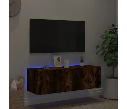 Tv Plaukti Ar Led Lampiņām, 100X35X31 Cm, Ozolkoka Krāsā Vidaxl