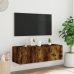 Sieninė Tv Spintelė Su Led Lemputėmis, Dūminė, 100X35X31Cm