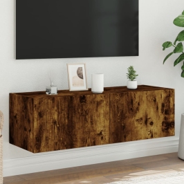Sieninė Tv Spintelė Su Led Lemputėmis, Dūminė, 100X35X31Cm