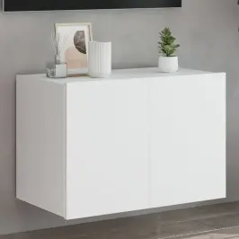Sieninė Tv Spintelė Su Led Lemputėmis, Balta, 60X35X41Cm