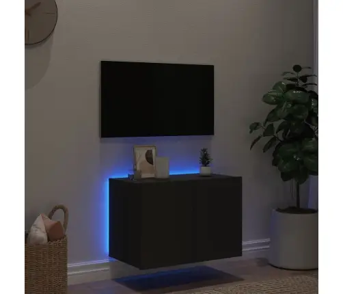 Tv Galdiņš Ar Led Lampiņām, Melni, 60X35X41 Cm Vidaxl