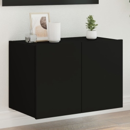 Sieninė Tv Spintelė Su Led Lemputėmis, Juoda, 60X35X41Cm