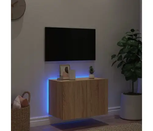Sieninė Tv Spintelė Su Led Lemputėmis, Ąžuolo, 60X35X41Cm
