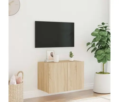 Sieninė Tv Spintelė Su Led Lemputėmis, Ąžuolo, 60X35X41Cm