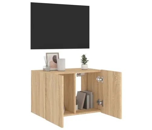 Sieninė Tv Spintelė Su Led Lemputėmis, Ąžuolo, 60X35X41Cm