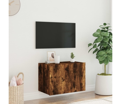 Sieninė Tv Spintelė Su Led Lemputėmis, Dūminė, 60X35X41Cm