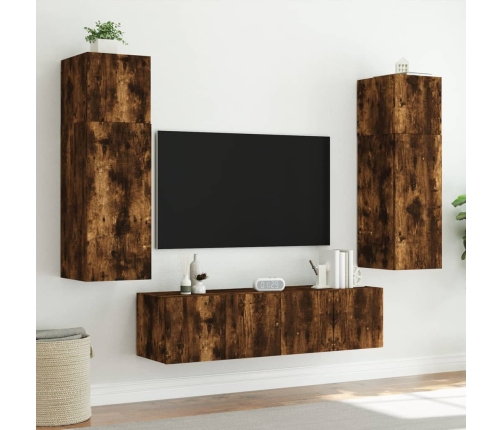 Sieninė Tv Spintelė Su Led Lemputėmis, Dūminė, 60X35X41Cm