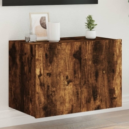 Sieninė Tv Spintelė Su Led Lemputėmis, Dūminė, 60X35X41Cm
