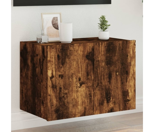 Sieninė Tv Spintelė Su Led Lemputėmis, Dūminė, 60X35X41Cm