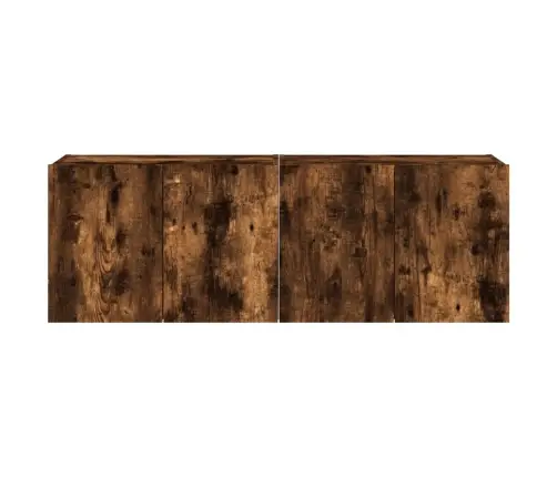 Sieninės Tv Spintelės Su Led, 2Vnt., Dūminės Ąžuolo, 60X35X41Cm