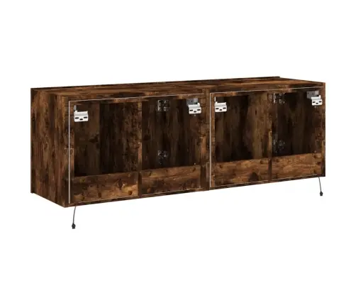 Sieninės Tv Spintelės Su Led, 2Vnt., Dūminės Ąžuolo, 60X35X41Cm