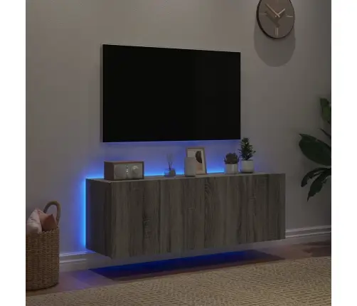 Tv Plaukti Ar Led Lampiņām, 2 Gab., 60X35X41 Cm, Pelēka Ozola Vidaxl