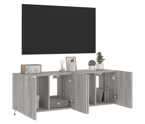 Tv Plaukti Ar Led Lampiņām, 2 Gab., 60X35X41 Cm, Pelēka Ozola Vidaxl