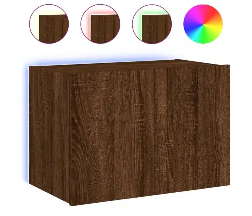 Tv Plaukti Ar Led Lampiņām, 60X35X41 Cm, Brūna Ozolkoka Vidaxl