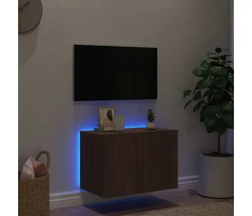 Tv Plaukti Ar Led Lampiņām, 60X35X41 Cm, Brūna Ozolkoka Vidaxl