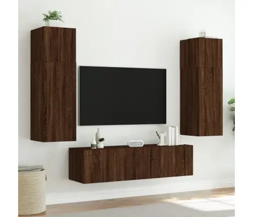 Tv Plaukti Ar Led Lampiņām, 60X35X41 Cm, Brūna Ozolkoka Vidaxl