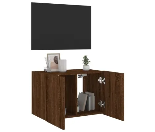 Tv Plaukti Ar Led Lampiņām, 60X35X41 Cm, Brūna Ozolkoka Vidaxl