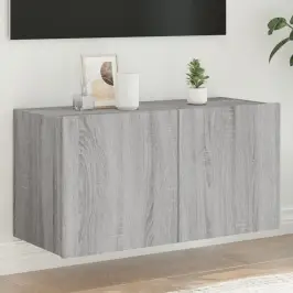 Tv Skapītis Ar Led Lampiņām, Pelēka Ozola Krāsa, 80X35X41 Cm Vidaxl