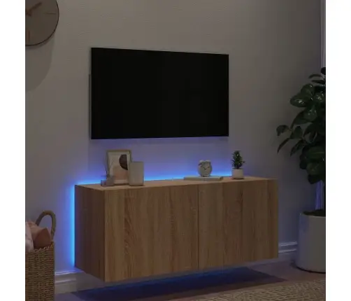 Tv Plaukti Ar Led Lampiņām, 100X35X41 Cm, Koka Krāsā Vidaxl
