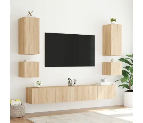 Tv Plaukti Ar Led Lampiņām, 100X35X41 Cm, Koka Krāsā Vidaxl