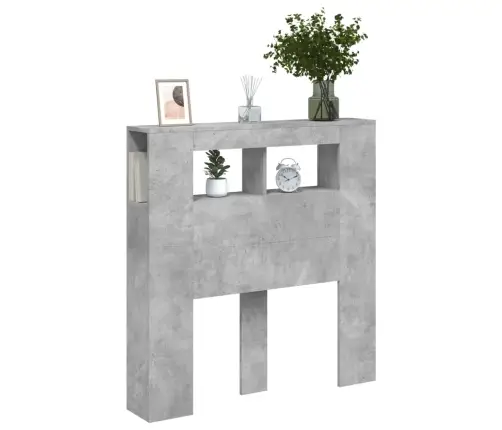 Gultas Galvgalis Ar Led, Betona Pelēks, 100X18,5X103,5 Cm, Koks Vidaxl