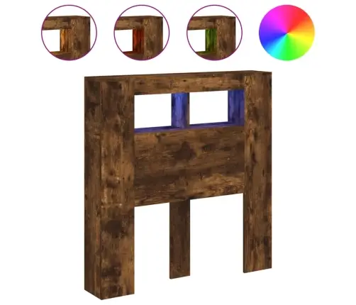 Gultas Galvgalis Ar Led, Ozola Krāsa, 100X18,5X103,5 Cm, Koks Vidaxl