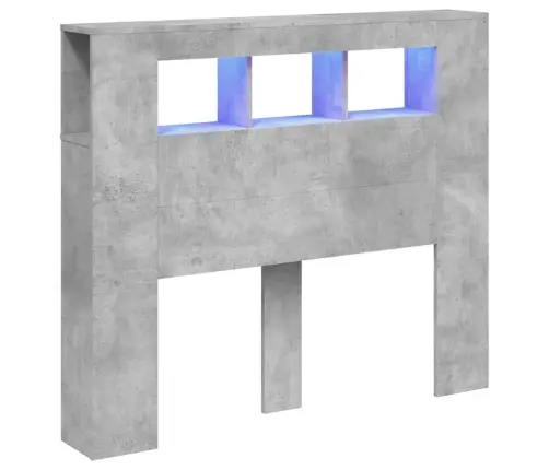 Gultas Galvgalis Ar Led, Betona Pelēks, 120X18,5X103,5 Cm, Koks Vidaxl