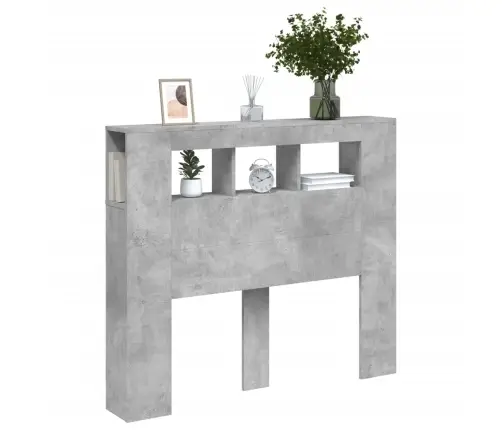 Gultas Galvgalis Ar Led, Betona Pelēks, 120X18,5X103,5 Cm, Koks Vidaxl