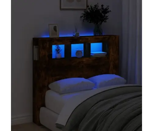 Gultas Galvgalis Ar Led, Ozola Krāsa, 120X18,5X103,5 Cm, Koks Vidaxl