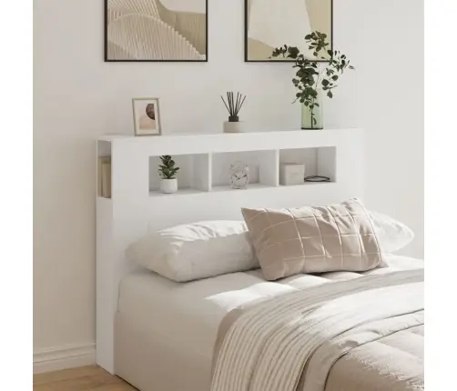 Gultas Galvgalis Ar Led, Balts, 140X18,5X103,5 Cm, Koks Vidaxl