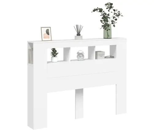 Gultas Galvgalis Ar Led, Balts, 140X18,5X103,5 Cm, Koks Vidaxl