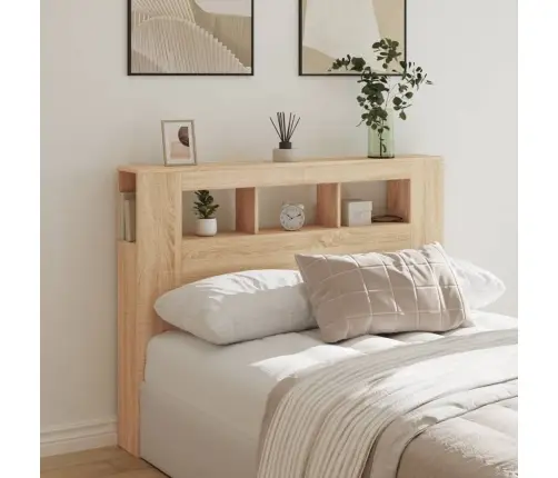 Gultas Galvgalis Ar Led, Ozola Krāsa, 140X18,5X103,5 Cm, Koks Vidaxl