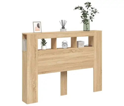 Gultas Galvgalis Ar Led, Ozola Krāsa, 140X18,5X103,5 Cm, Koks Vidaxl