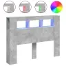 Gultas Galvgalis Ar Led, Betona Pelēks, 140X18,5X103,5 Cm, Koks Vidaxl