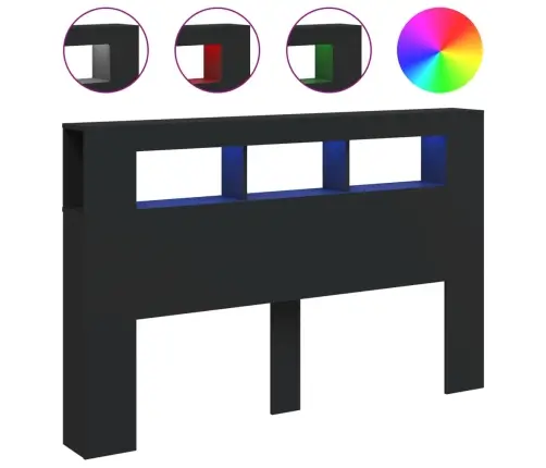 Gultas Galvgalis Ar Led, Melns, 160X18,5X103,5 Cm, Koks Vidaxl