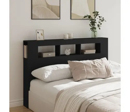 Gultas Galvgalis Ar Led, Melns, 160X18,5X103,5 Cm, Koks Vidaxl