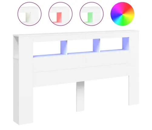 Gultas Galvgalis Ar Led, Balts, 180X18,5X103,5 Cm, Koks Vidaxl