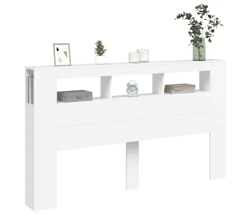 Gultas Galvgalis Ar Led, Balts, 180X18,5X103,5 Cm, Koks Vidaxl