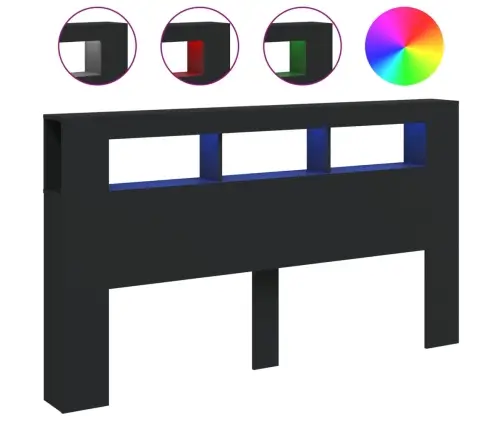 Gultas Galvgalis Ar Led, Melns, 180X18,5X103,5 Cm, Koks Vidaxl