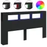 Gultas Galvgalis Ar Led, Melns, 180X18,5X103,5 Cm, Koks Vidaxl
